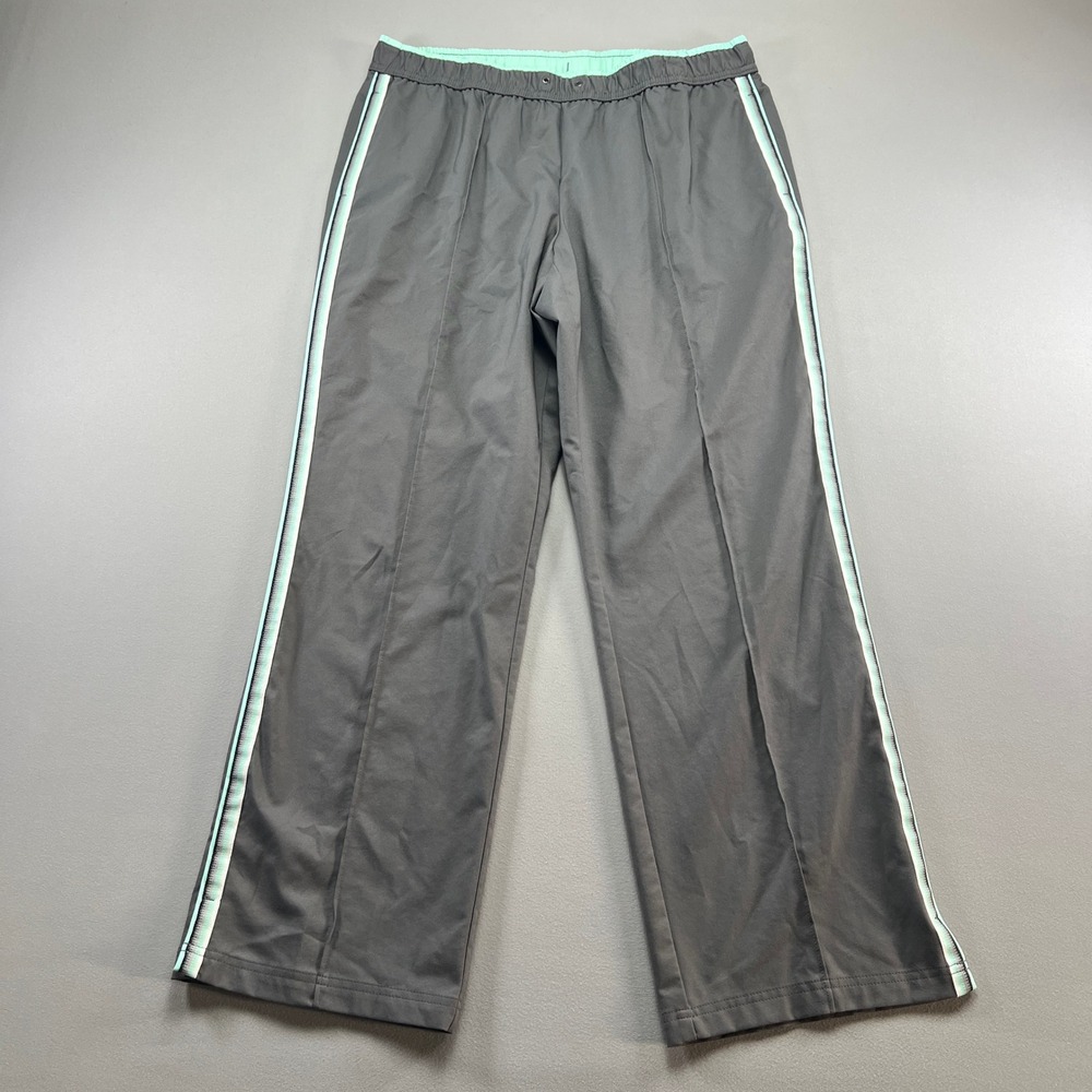 Made For Life Track Pants Womens L Charcoal Gray Striped Straight Leg Athletic